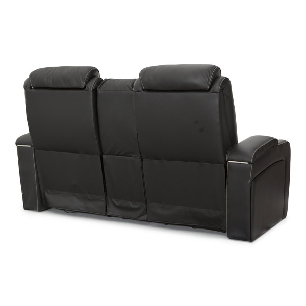 Latitude Run® 75'' Wide Genuine Leather Home Theater Loveseat with Cup Holder Wayfair